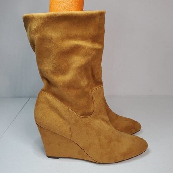 Athena Alexander Tan Slouch Faux Suede Hidden Wedge Fashion Boots 11 - Picture 4 of 10
